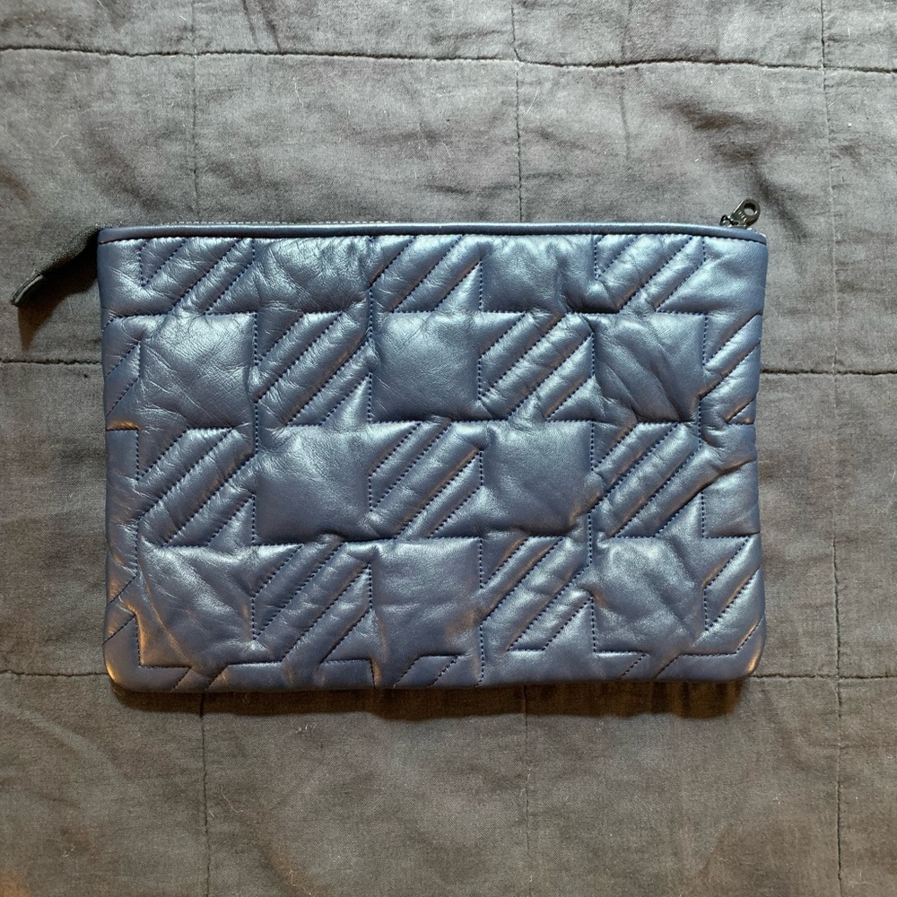Maje Blue Leather quilted clutch bag